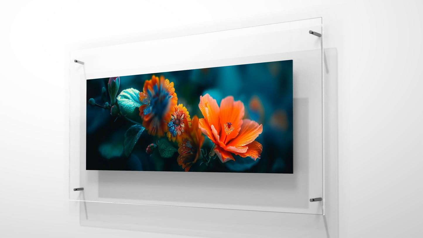 Large 210cm x 70cm Horizontal Flower Garden Wall Art