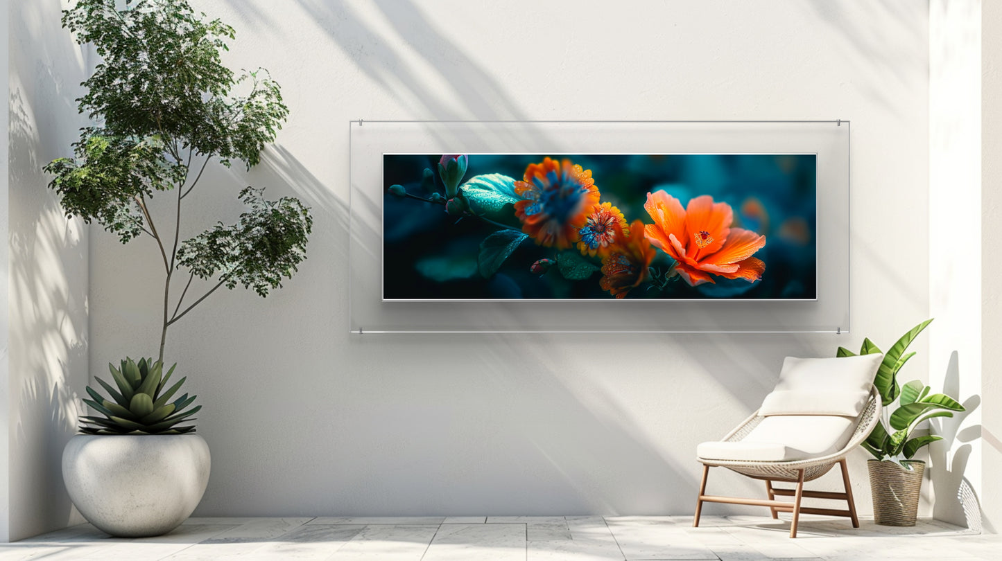 Large 210cm x 70cm Horizontal Flower Garden Wall Art