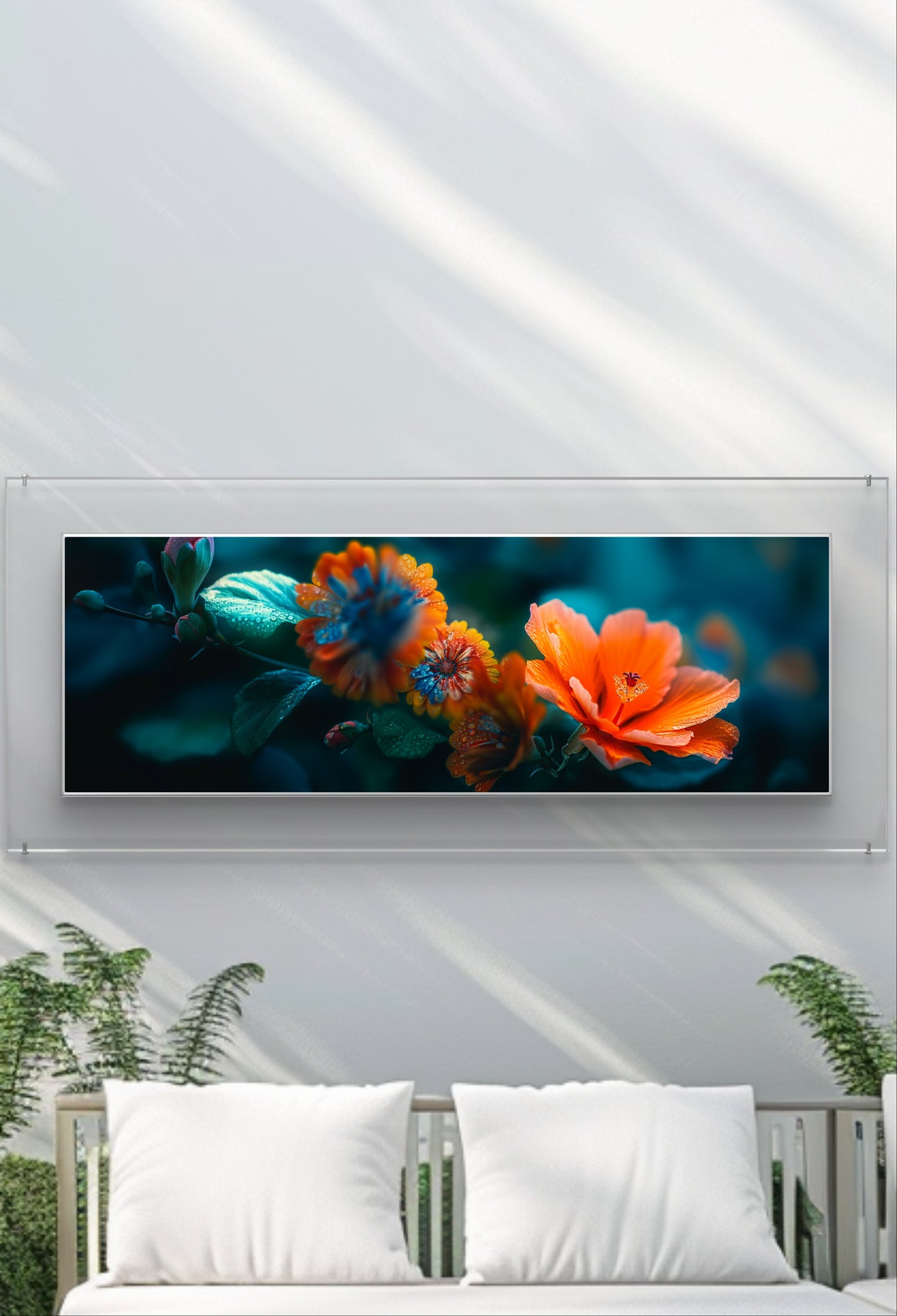 Large 210cm x 70cm Horizontal Flower Garden Wall Art