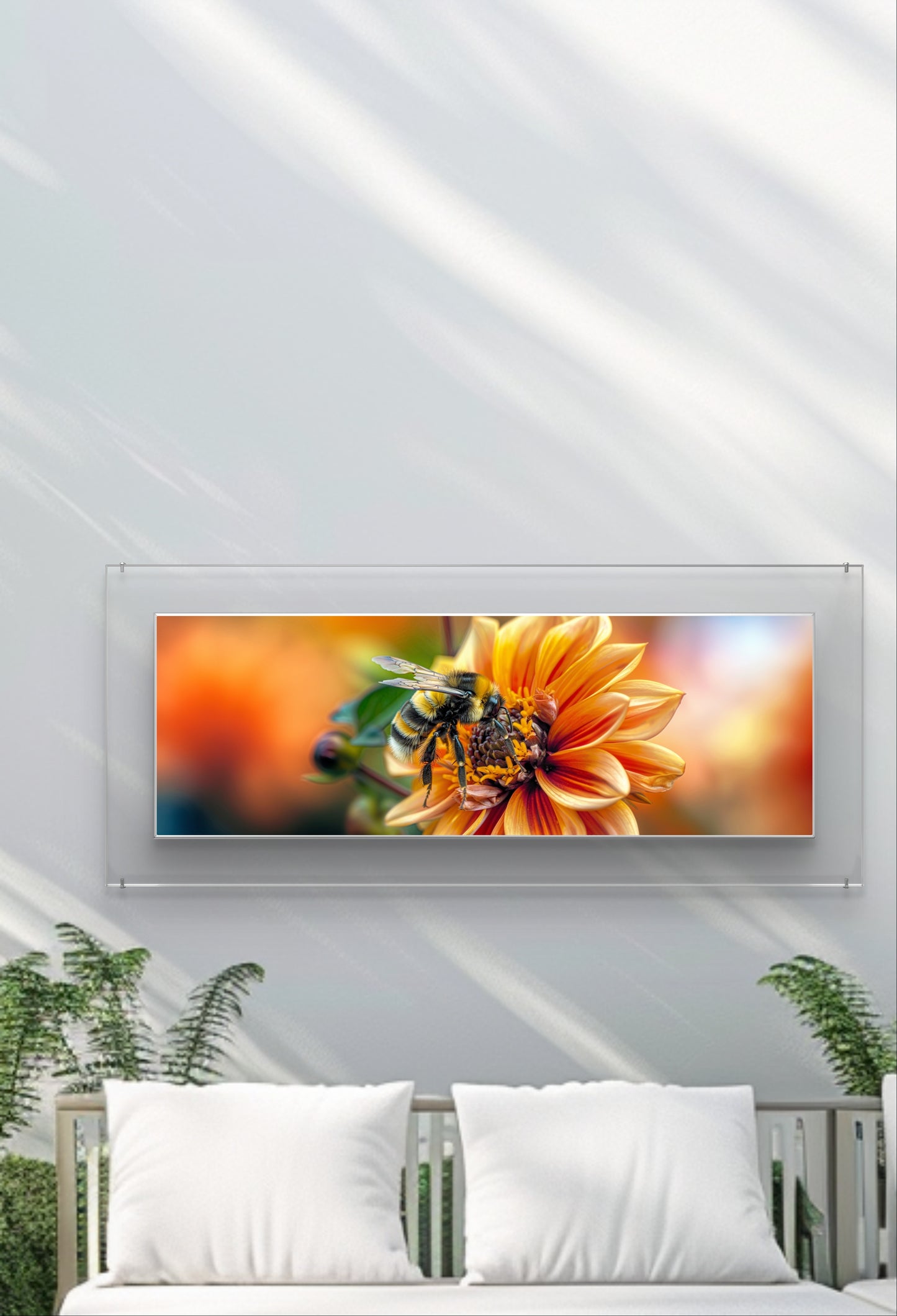 Large 210cm x 70cm Horizontal Flower Garden Wall Art